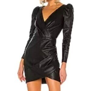 SAYLOR Cyan Leather Black Dress – Size XS